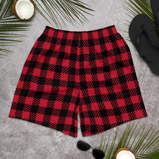 Red Plaid Athletic Revival Shorts
