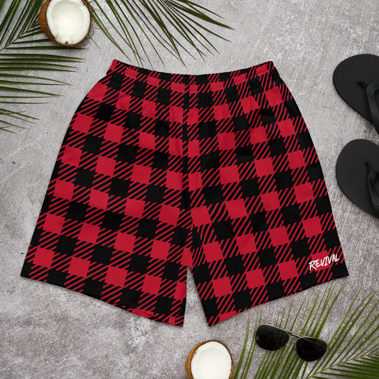 Red Plaid Athletic Revival Shorts