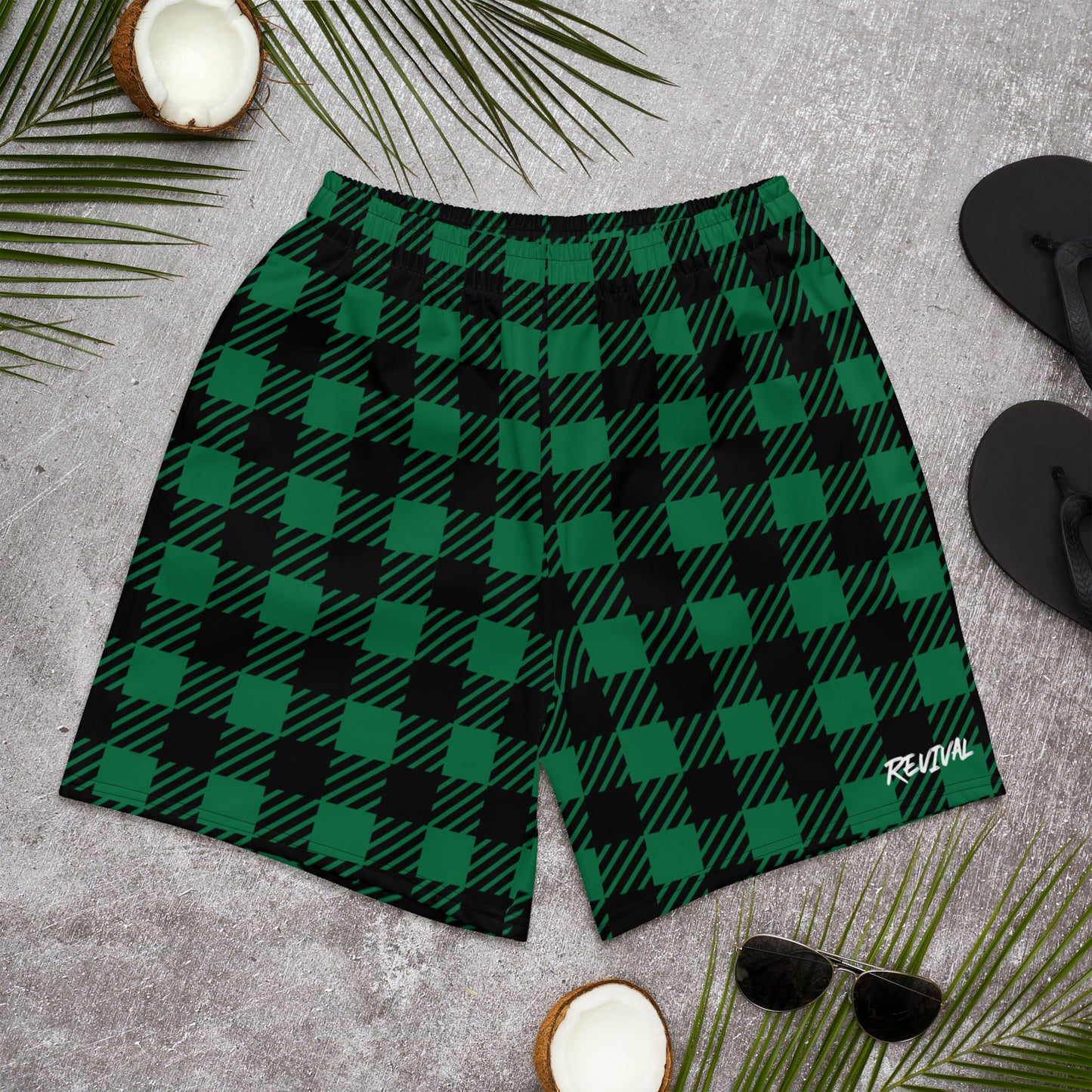 Green Plaid Athletic Revival Shorts